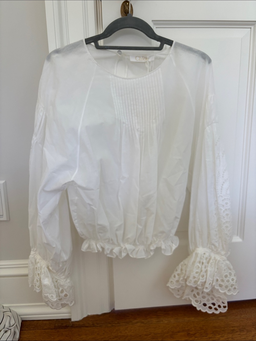 Chloe Cotton Broderie cropped blouse Sz FR 36/ XS